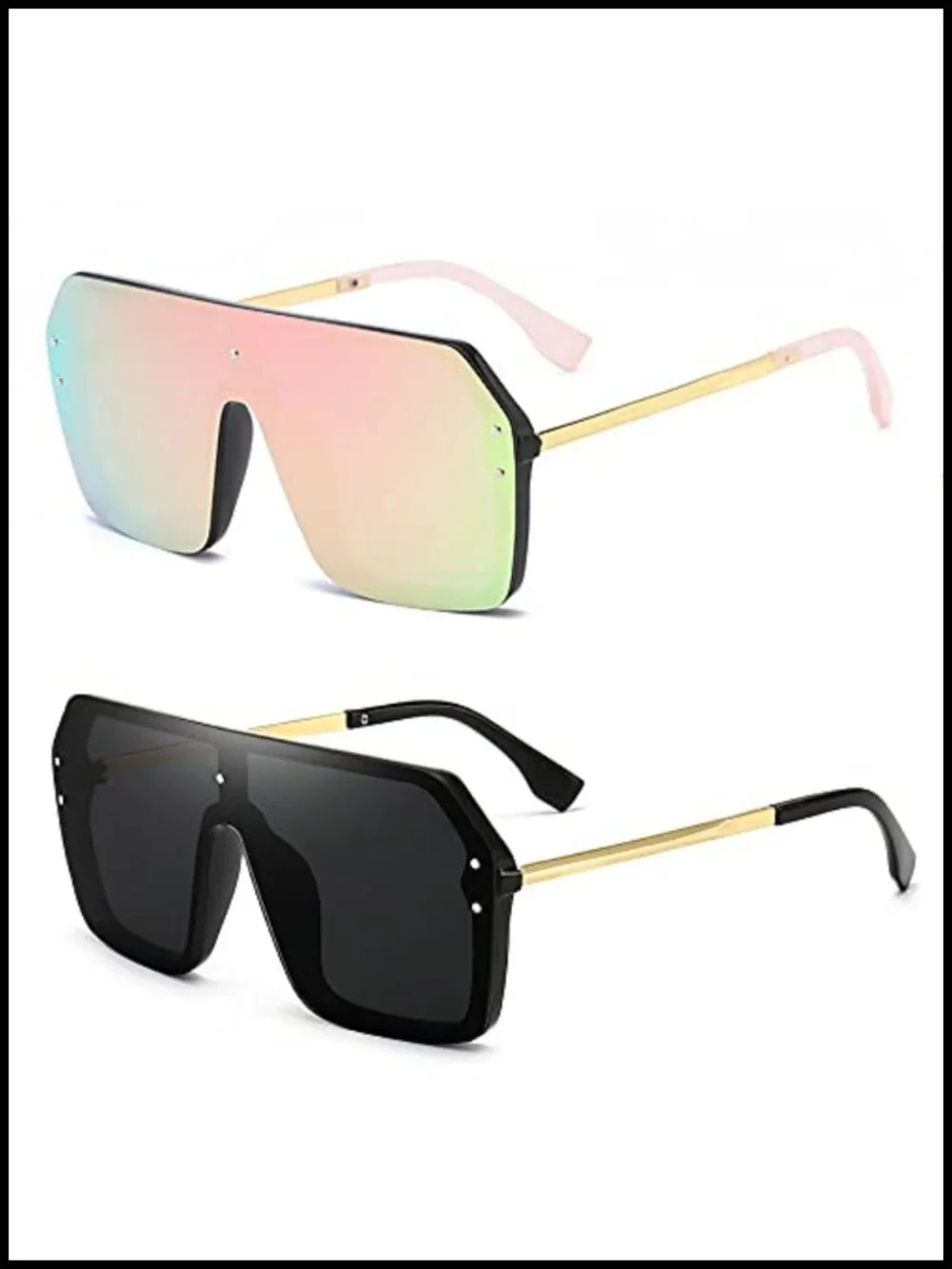 Oversized One Piece Rimless Sunglasses UV400 Protection Siamese Big Shades